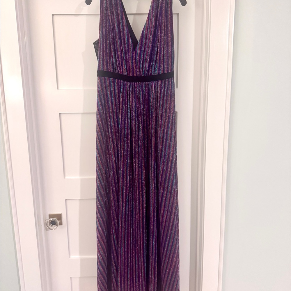 BCBGMaxAzria Purple and Blue Striped Maxi Dress